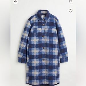 H&M blue plaid long shacket